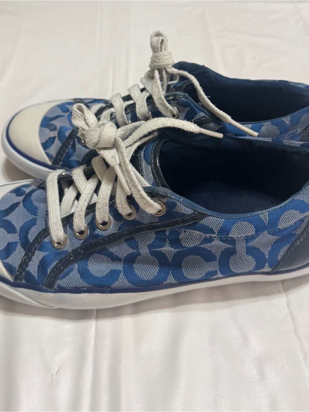 Coach Women's Blue Signature Canvas Low Top Sneakers size 8.5B - Picture 6 of 9
